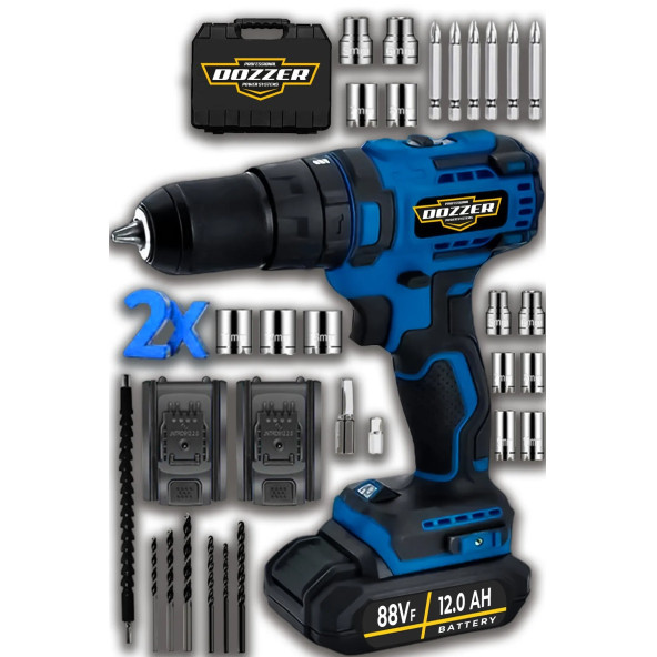 DOZZER Alman 14.4V 2 Ah Süper Seri Çift Çelik Şanzuman 2 Akülü Darbeli Akülü Vidalama Matkap Şarjlı Matkap