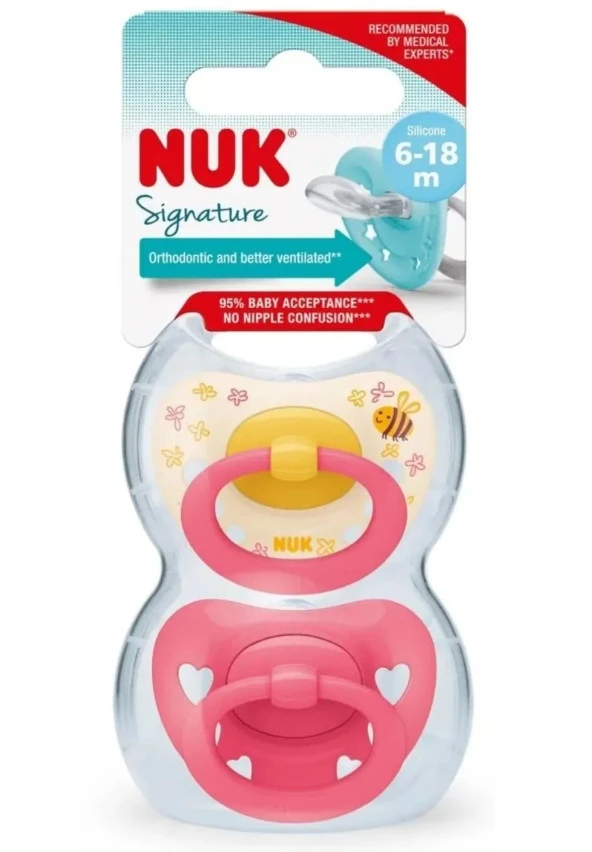 NUK Signature Saklama Kutulu Silikon 2Li Emzik 6-18 Ay