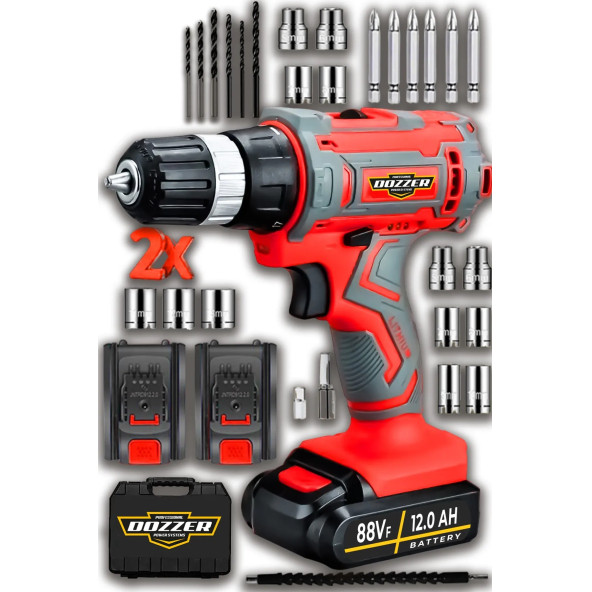 DOZZER Alman 14.4V 2 Ah Süper Seri Çift Çelik Şanzuman 2 Akülü Darbeli Akülü Vidalama Matkap Şarjlı Matkap