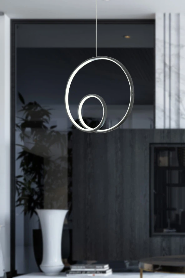 Dekorluna Juno Siyah Modern Sarkıt Led Avize