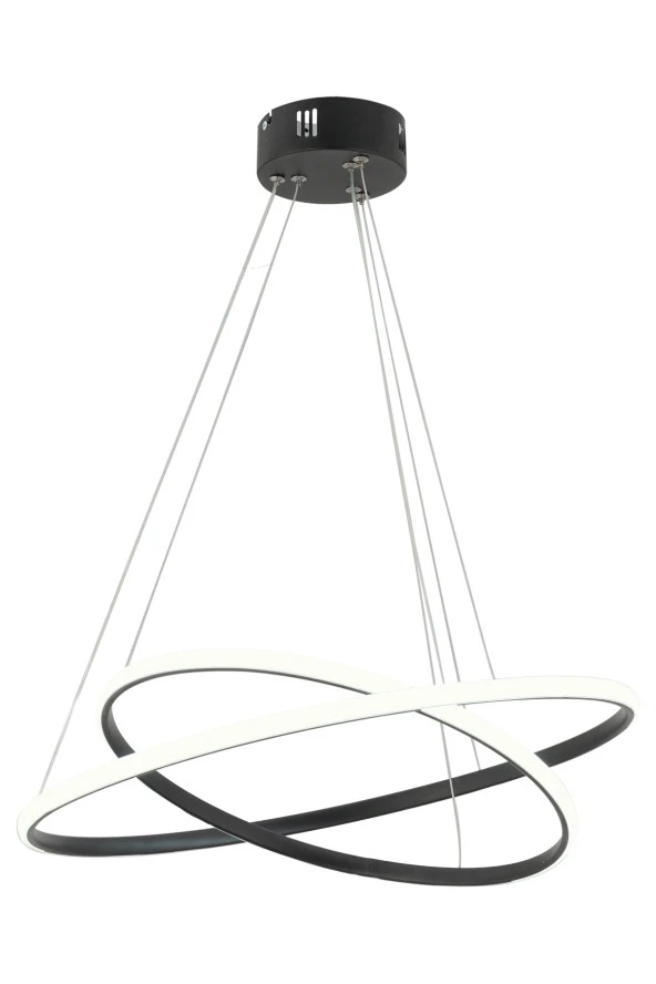 Dekorluna Bernardo 50x40 Büyük Çember Siyah Modern Sarkıt Led Avize - 3