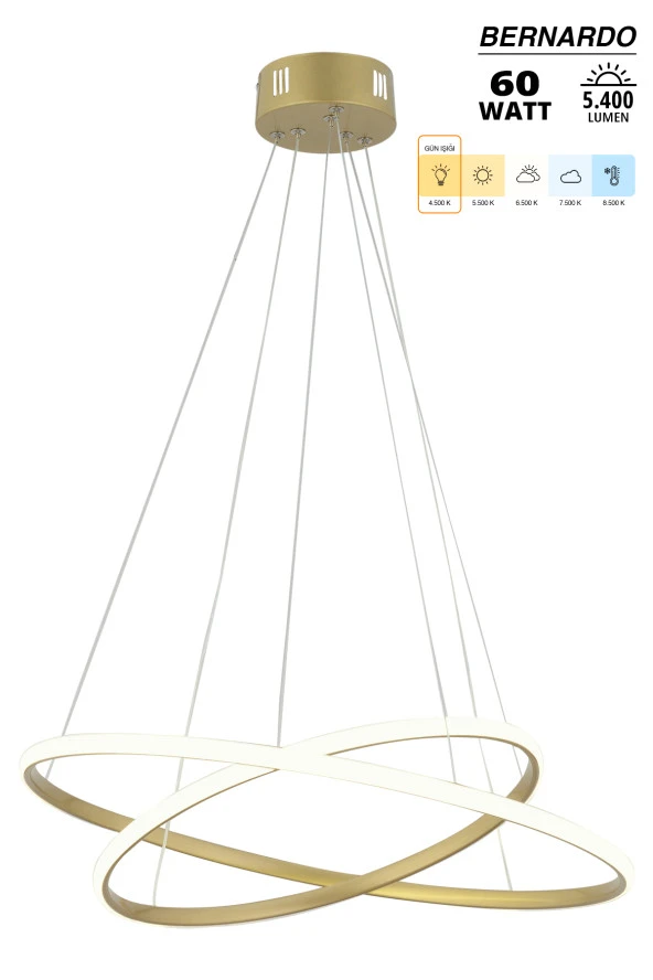 Dekorluna Bernardo 50x40 Büyük Çember Eskitme Modern Sarkıt Led Avize - 2