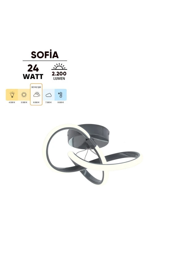 Dekorluna Sofia Modern Plafonyer Füme Tavana Sıfır Beyaz Işık Salon Mutfak Hol Led Avize - 2