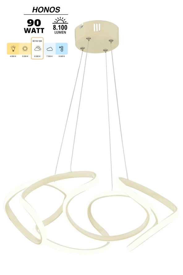 Dekorluna Honos Krem Modern Sarkıt Led Avize Salon Mutfak Oda Hol Ledli Avize - 2