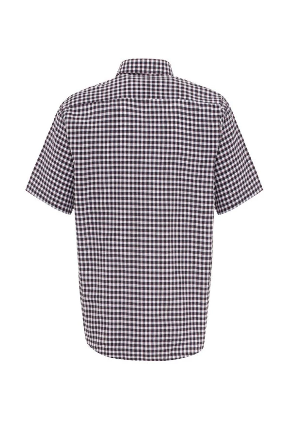 Kısa Kol Regular Kalıp Kareli Gömlek - Resim 4