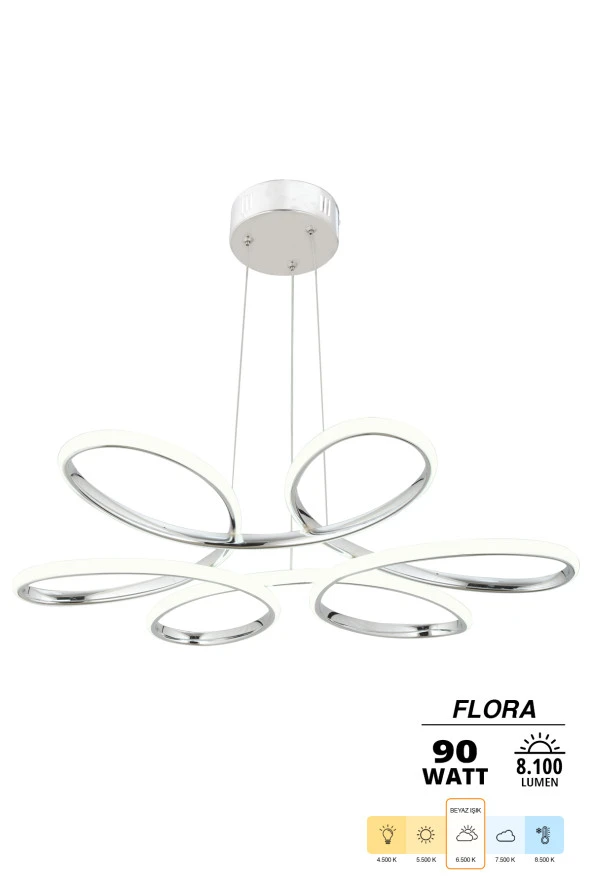 Dekorluna Flora Krom Modern Sarkıt Led Avize - 2