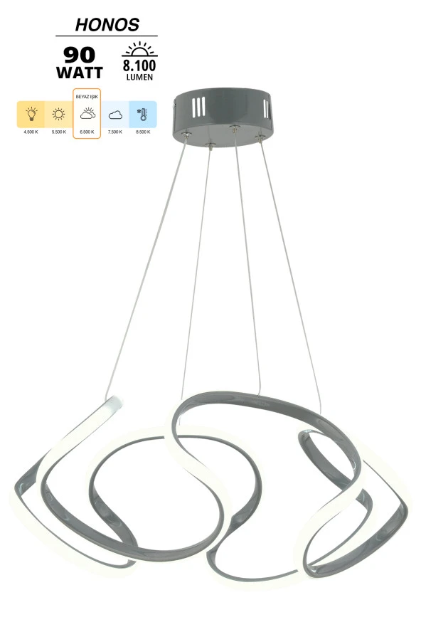 Dekorluna Honos Füme Modern Sarkıt Led Avize Salon Mutfak Oda Hol Ledli Avize - 2