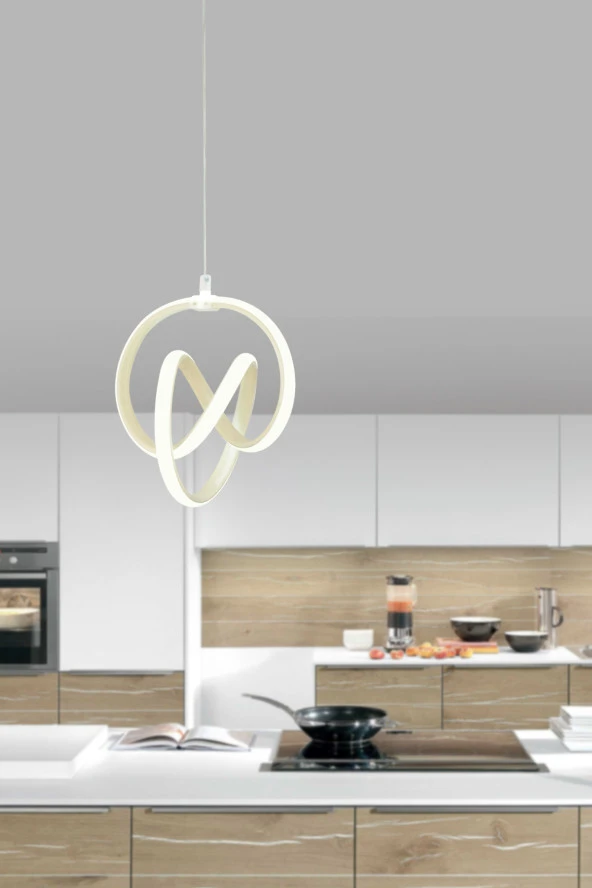 Dekorluna Venita Krem Modern Sarkıt Led Avize Beyaz Işık Salon Mutfak Oda Hol Ledli Avize - 6