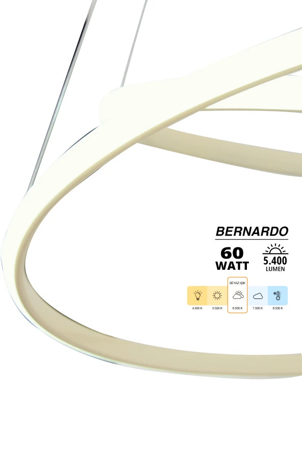 Dekorluna Bernardo 50x40 Büyük Çember Krem Modern Sarkıt Led Avize - 2