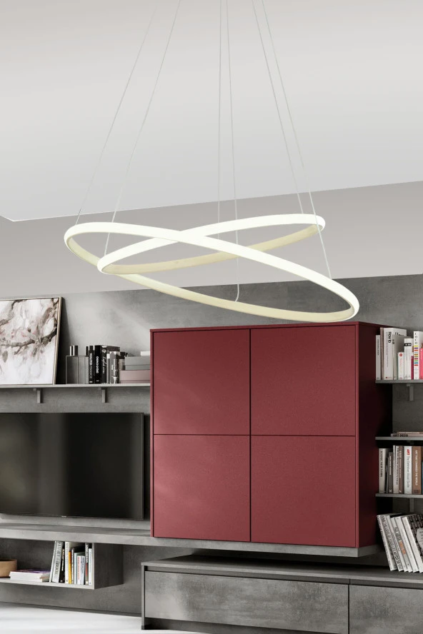 Dekorluna Bernardo 50x40 Büyük Çember Krem Modern Sarkıt Led Avize - 4