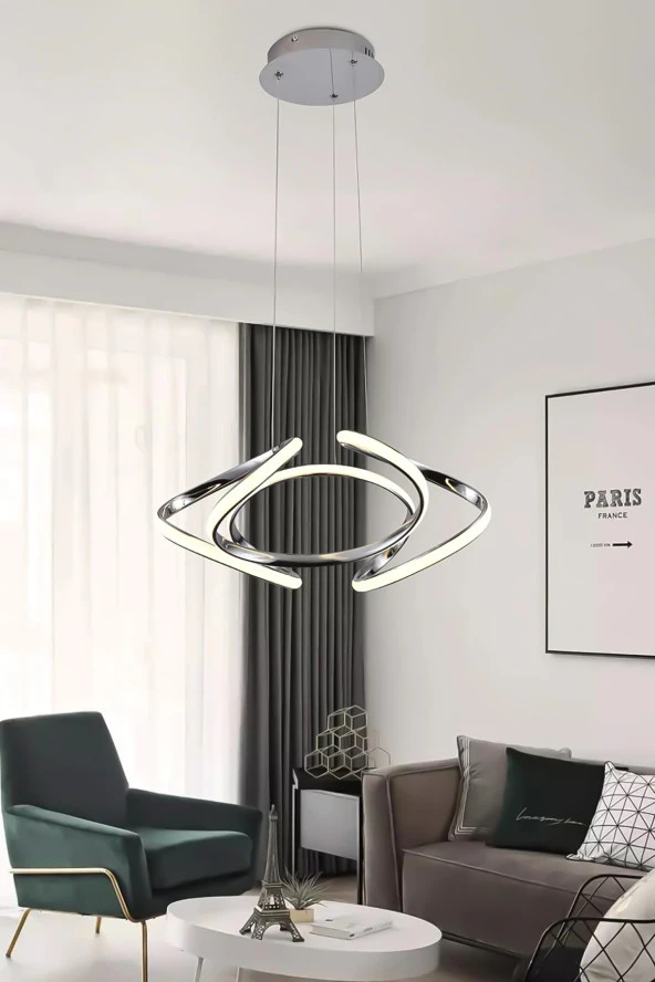 Dekorluna Modern Enzo Krom Modern Sarkıt Led Avize 35 CM