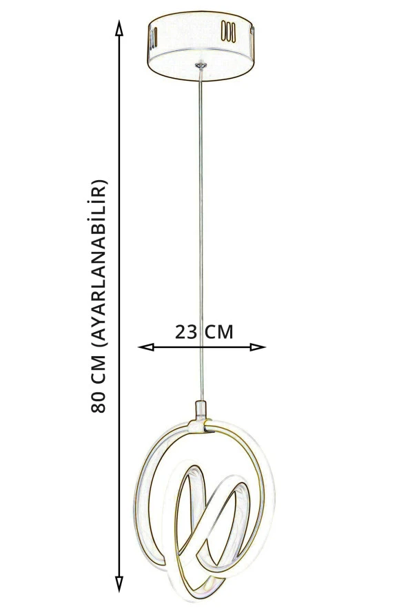 Dekorluna Venita Siyah Modern Sarkıt Led Avize Beyaz Işık Salon Mutfak Oda Hol Ledli Avize - 3