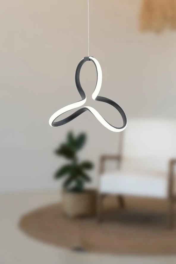Dekorluna Martin Siyah Modern Sarkıt Led Avize Beyaz Işık Salon Mutfak Oda Hol Ledli Avize