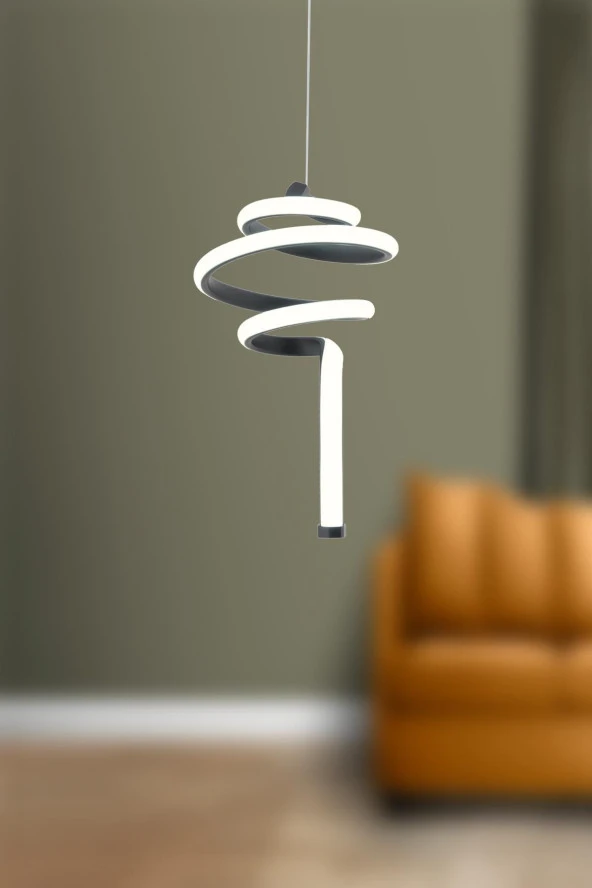 Dekorluna Linda Siyah Modern Sarkıt Led Avize Beyaz Işık Salon Mutfak Oda Hol Ledli Avize