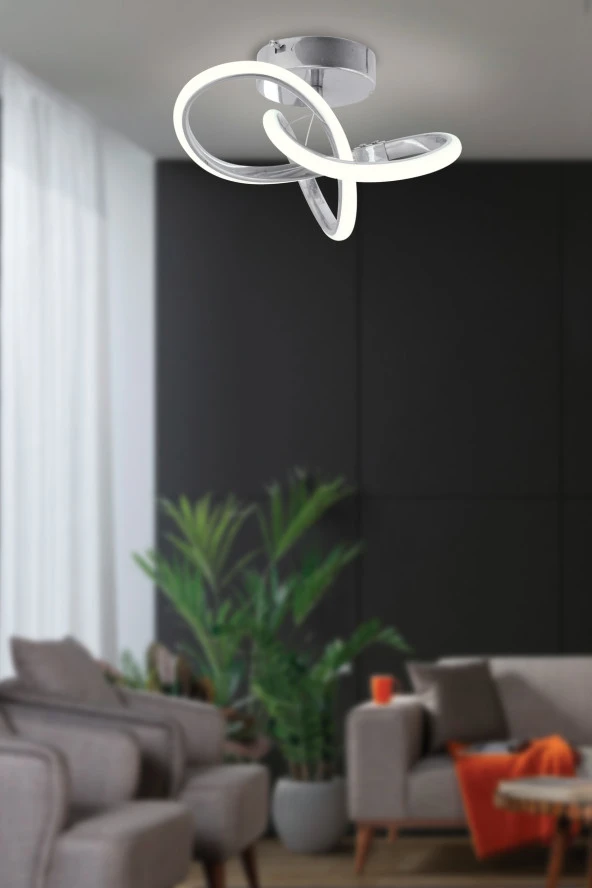 Dekorluna Sofia Modern Plafonyer Krom Tavana Sıfır Beyaz Işık Salon Mutfak Hol Led Avize
