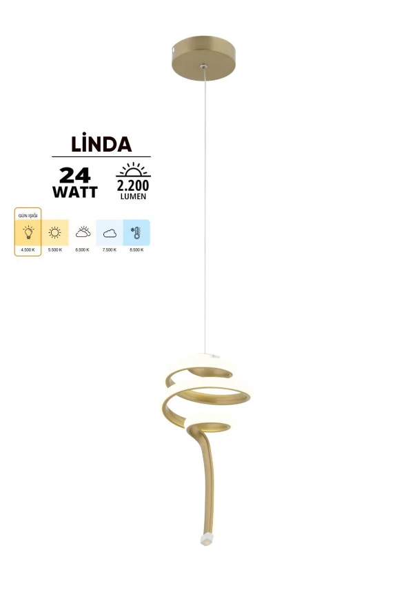 Dekorluna Linda Eskitme Modern Sarkıt Led Avize Günışığı Işık Salon Mutfak Oda Hol Ledli Avize - 2