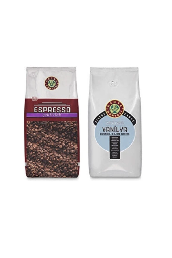 Kahve Dünyası Espresso Çekirdek Kahve 1 Kg Ve Vanilya Aromalı Çekirdek Kahve 1 Kg Fırsat Paketi