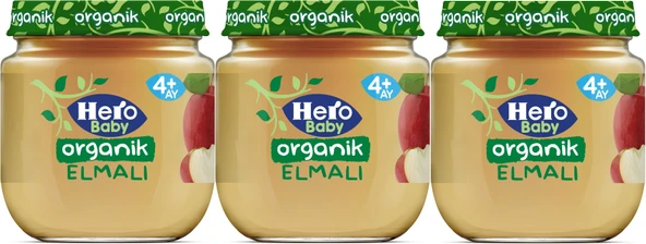 Hero Baby Kavanoz Maması 120GR Organik Elmalı (3 Lü Set)
