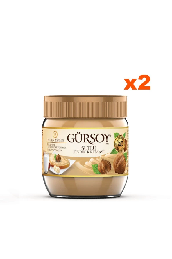 Gürsoy Sütlü Fındık Kreması Cam Kavanoz 400 G X 2 Adet