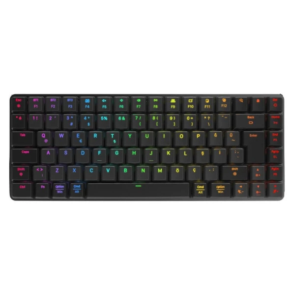 Rampage W-Granıte Siyah/Gri Low Profile Red Swıtch Q Rgb 2,4 Ghz+ Bt Mekanik Gaming Oyuncu Klavye