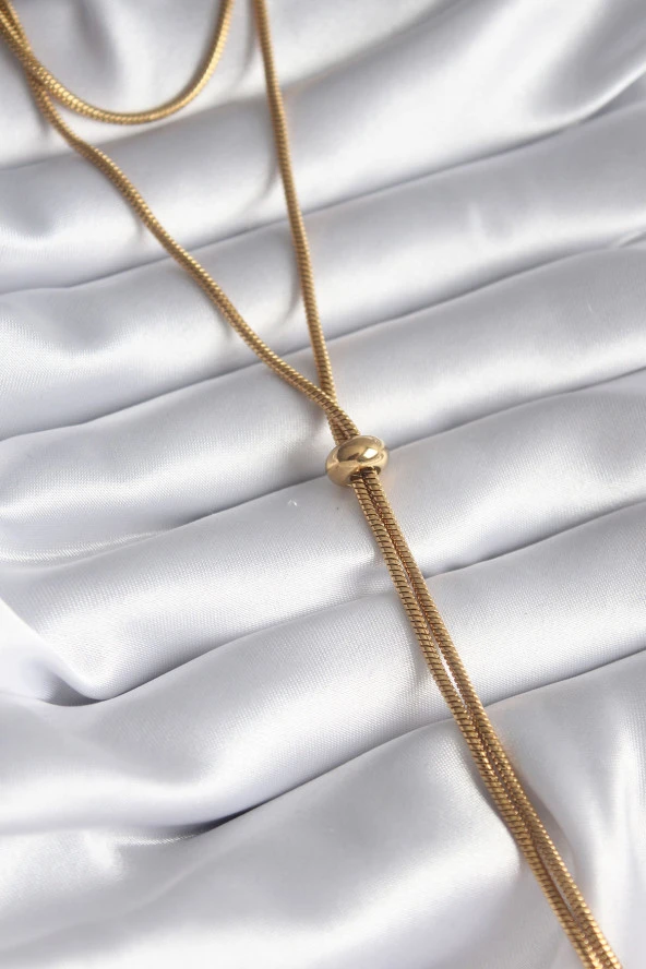 316L Çelik Gold Renk Tüp Zincir Asansör Model Kadın Kolye ürün görseli