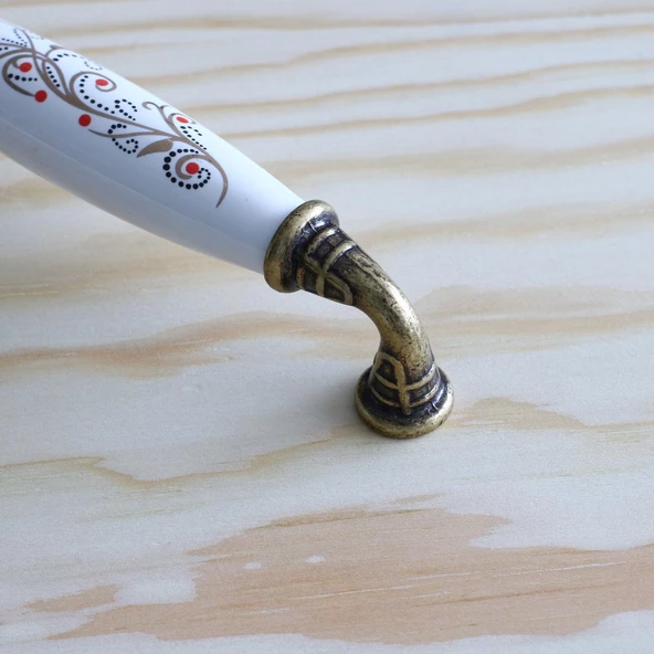 Gerçek Porselen Eskitme Antik Sarı 128 mm Mobilya Mutfak Çekmece Dolap Dolabı Kulpu Kulbu Kulpları - Resim 6