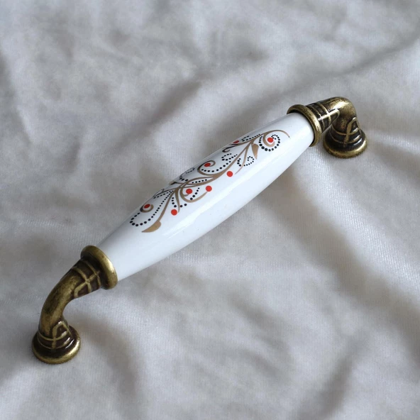 Gerçek Porselen Eskitme Antik Sarı 128 mm Mobilya Mutfak Çekmece Dolap Dolabı Kulpu Kulbu Kulpları - Resim 4