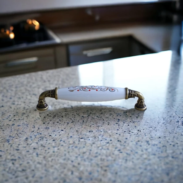 Gerçek Porselen Eskitme Antik Sarı 128 mm Mobilya Mutfak Çekmece Dolap Dolabı Kulpu Kulbu Kulpları - Resim 2