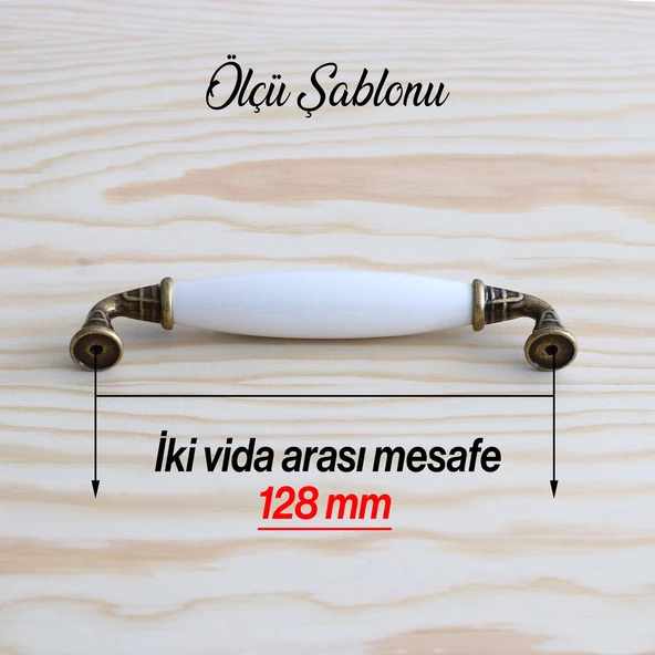 Gerçek Porselen Eskitme Antik Sarı 128 mm Mobilya Mutfak Çekmece Dolap Dolabı Kulpu Kulbu Kulpları - Resim 7