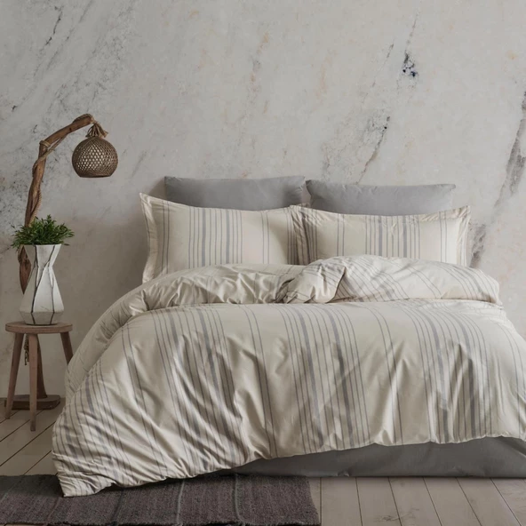 Soley | Agna | %100 Pamuklu İpliği Boyalı King Size Nevresim Takımı - 5