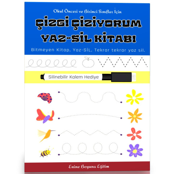 Çizgi Çiziyorum YAZ-SİL Kitabı (Okul Öncesi ve Birinci Sınıflar İçin)