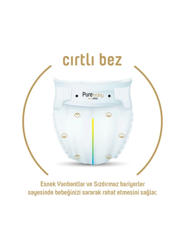 Pure Baby Organik Pamuklu Cırtlı Bez 6 Numara Xlarge 60 Adet + Organik Pamuklu Islak Havlu 90 Yaprak - 3