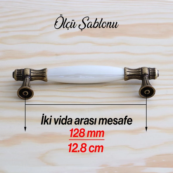 Gerçek Sedef Eskitme Antik Sarı 128 mm Mobilya Mutfak Çekmece Dolap Dolabı Kulpu Kulbu Kulpları - 7