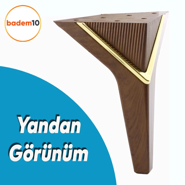 Empoli Lüks Mobilya Oturma Grubu Kanepe Sehpa TV Ünite Koltuk Ayağı Baza Ayakları Ceviz Altın 16 cm - 3