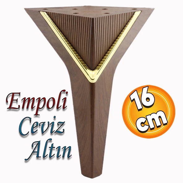 Empoli Lüks Mobilya Oturma Grubu Kanepe Sehpa TV Ünite Koltuk Ayağı Baza Ayakları Ceviz Altın 16 cm