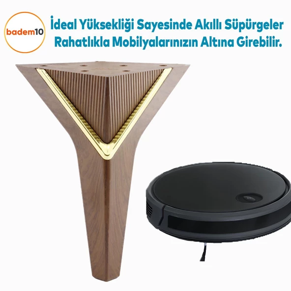 Empoli Lüks Mobilya Oturma Grubu Kanepe Sehpa TV Ünite Koltuk Ayağı Baza Ayakları Ceviz Altın 16 cm - 5