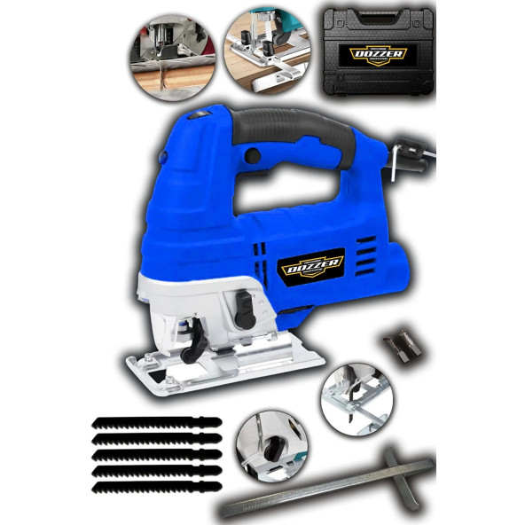 DOZZER Alman 1200 Watt Bakır Sargılı 6 Kademe Devir Ayarlı Lazerli Dekupaj Testere Makinesi +5 Bıçak
