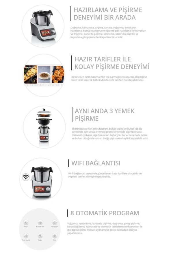 Arzum AR1181 Thermogusto Çok Fonksiyonlu Akıllı Mutfak Robotu - Resim 7