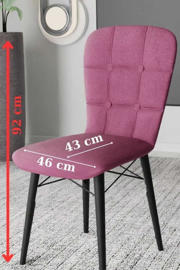 Haman 4 Adet Safir Serisi Jerry Kumaş Siyah Ahşap Ayaklı Sandalye Ve 70X110 Sabit Siyah Masa Takımı - 3