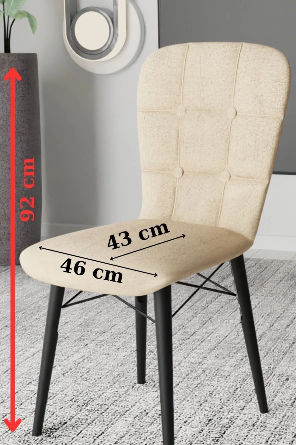 Haman 4 Adet Safir Serisi Jerry Kumaş Siyah Ahşap Ayaklı Sandalye Ve 80X80 Sabit Siyah Masa Takımı - 4