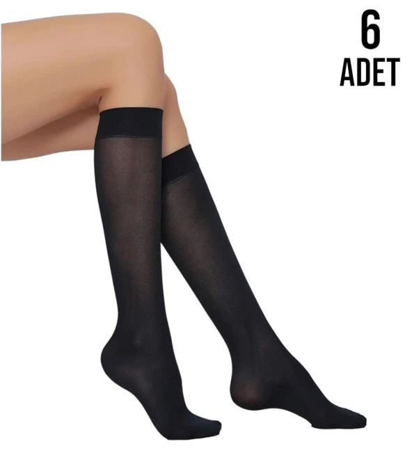 Kadın Dizaltı Çorap 40 Denye 6 Lı Siyah