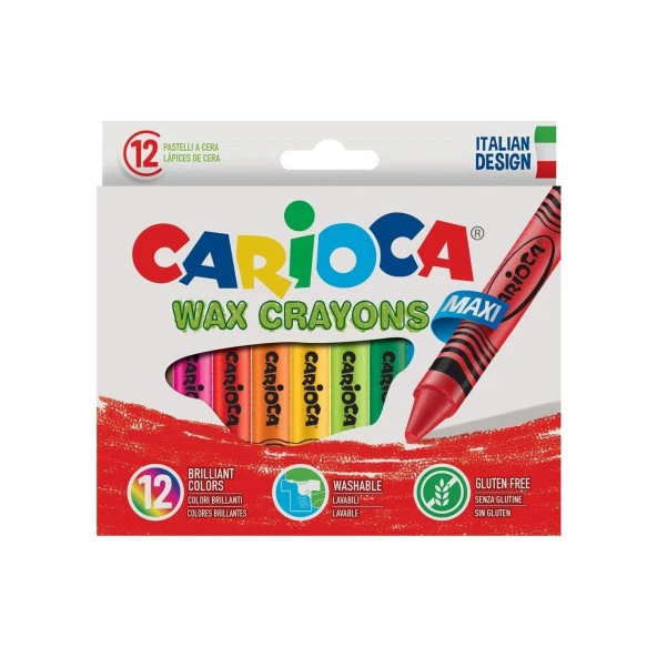 Carioca Wax Maxi Yıkanabilir Pastel Boya Kalemi 12Li