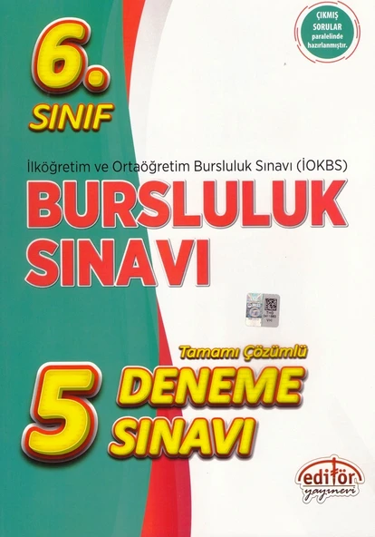 EDİTÖR 6.SINIF BURSLULUK SINAVI TAMAMI ÇÖZÜMLÜ 5 DENEME
