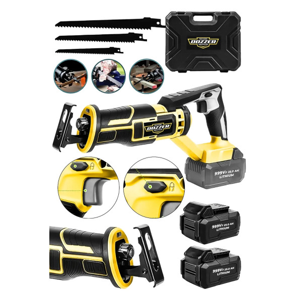 DOZZER FUCHS Serii 21V 3Ah Kömürsüz Motor Kemik Ahşap Demir Kesme Tilki Kuyruğu Akülü Testere Makinesi