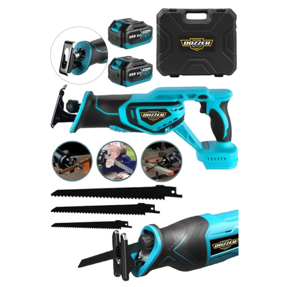 DOZZER FUCHS Serii 21V 3Ah Kömürsüz Motor Kemik Ahşap Demir Kesme Tilki Kuyruğu Akülü Testere Makinesi