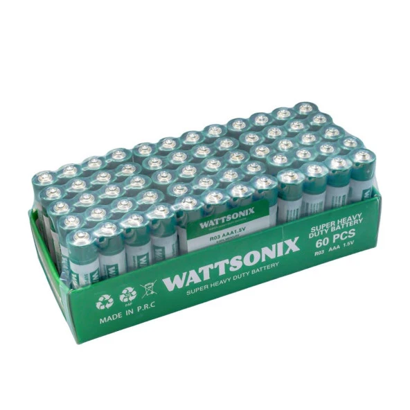 Wattsonix AAA İnce Kalem Pil Çinko - 60 Adet