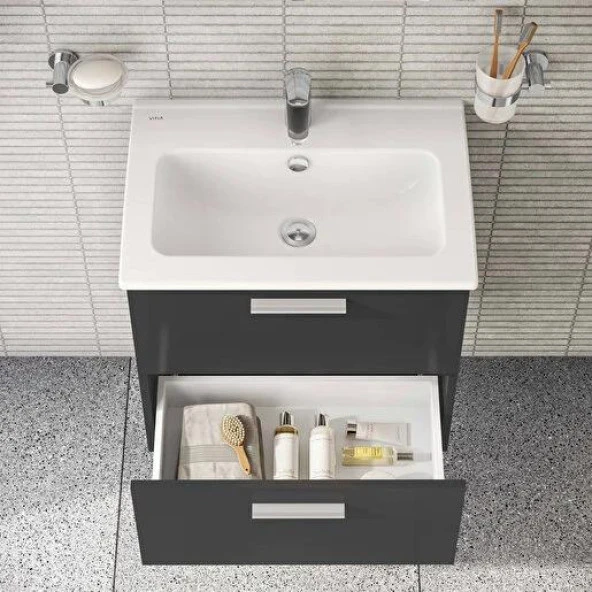 VitrA Mia Antrasit 60cm Banyo Dolabı Set - 4