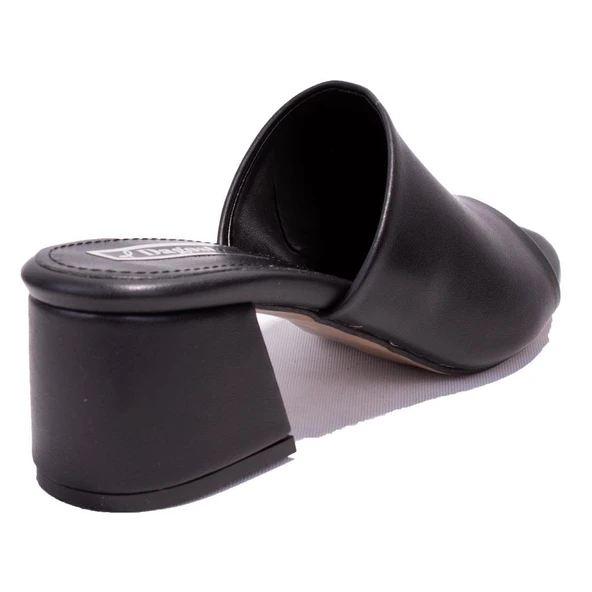 Dagoster DZA07-811304C Siyah Klasik Topuklu Kadın Terlik - 4