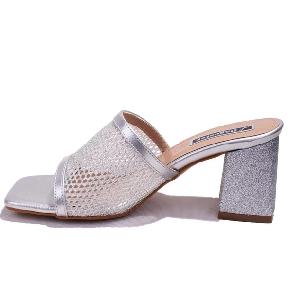 Dagoster DZA07-1221106C Gümüş Rugan Klasik Topuklu Kadın Terlik - 3