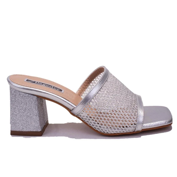 Dagoster DZA07-1221106C Gümüş Rugan Klasik Topuklu Kadın Terlik - 2
